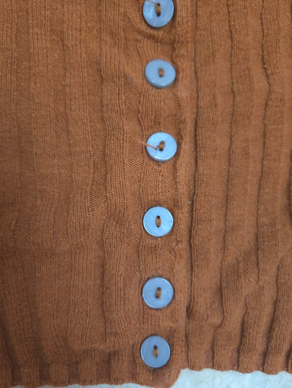 Free People Rust Ribbed Button-Front Cropped Knit Top - Picture 3 of 5